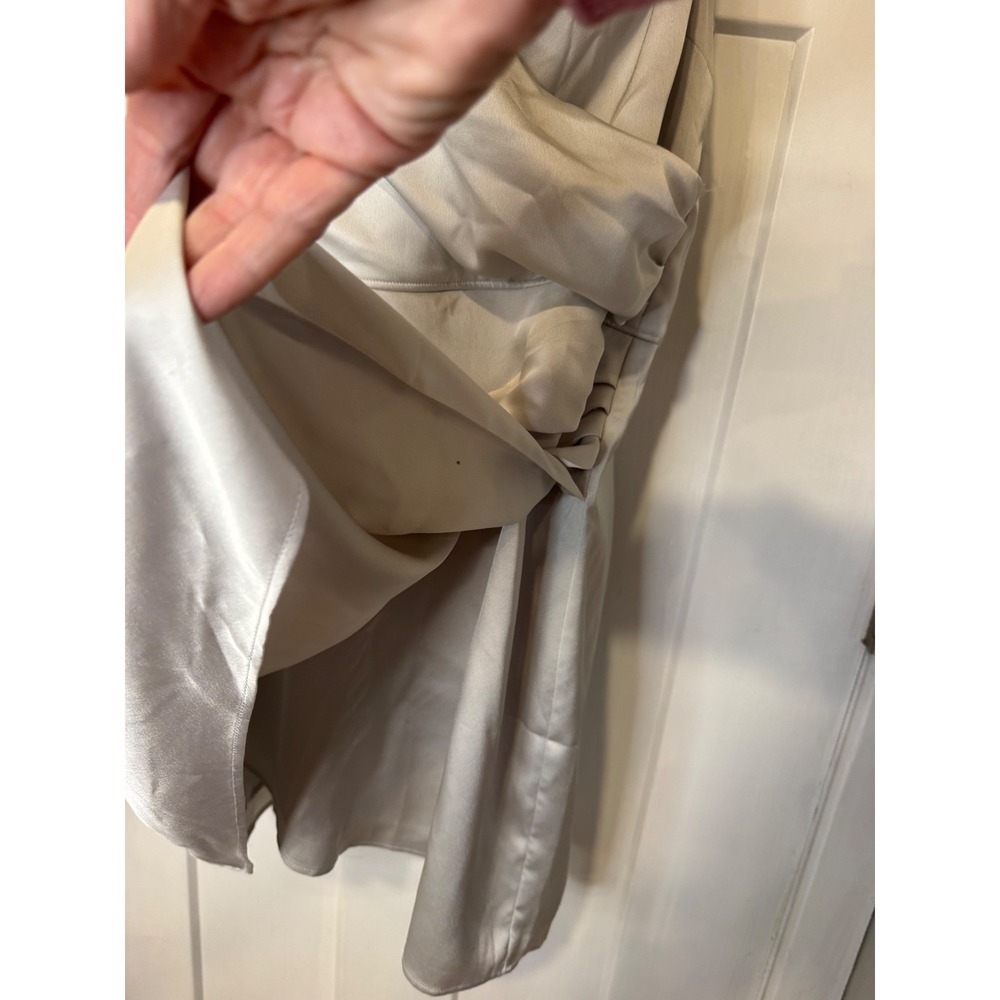 Abercrombie Fitch Satin Ruched Cami Slip Dress XLarge Silver NWT - Picture 3 of 7